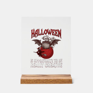 Halloween Vleermuis Vleugels Ketel Vliegende Heks Acryl Bord