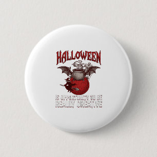 Halloween Vleermuis Vleugels Ketel Vliegende Heks Ronde Button 5,7 Cm