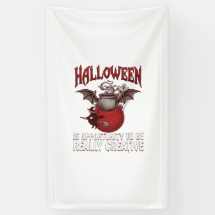 Halloween Vleermuis Vleugels Ketel Vliegende Heks Spandoek