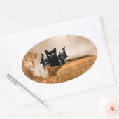 Halloween vleermuiskat ovale sticker (Envelop)
