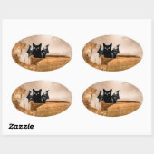 Halloween vleermuiskat ovale sticker (Vel)