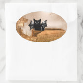 Halloween vleermuiskat ovale sticker (Tas)
