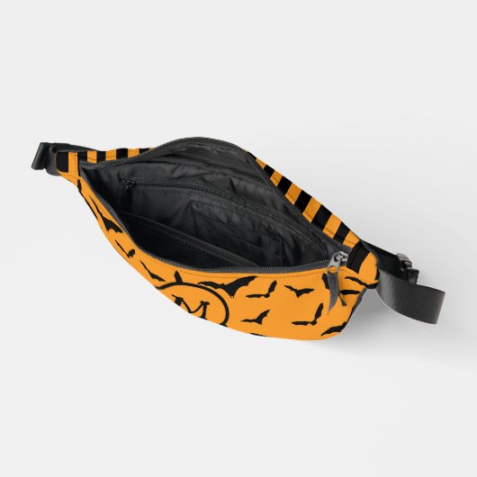 Halloween vleermuispatroon Sinaasappel zwart monog Heuptasje (Open)