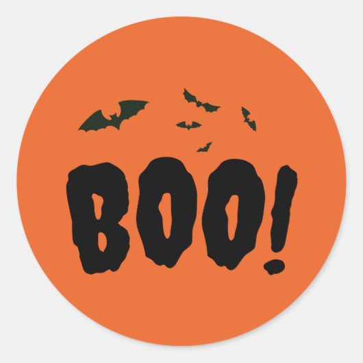 Halloween Vleermuizen Boe Ronde Sticker (Voorkant)