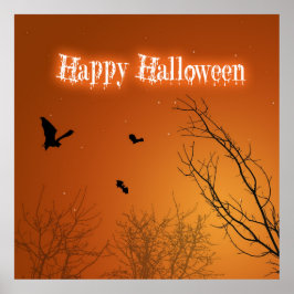 Halloween Vleermuizen & Bomen - Poster