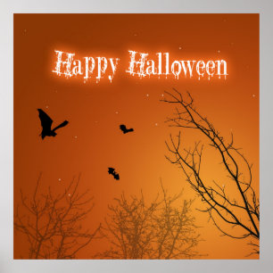 Halloween Vleermuizen & Bomen - Poster