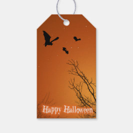 Halloween Vleermuizen en Bomen Cadeaulabel