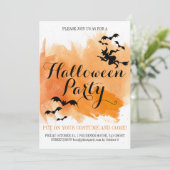 Halloween vleermuizen en heks moderne waterverf kaart (Staand voorkant)