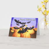 Halloween vleermuizen en pompoenen Kaart (Gele Bloem)