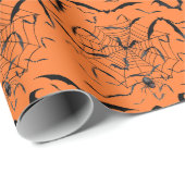 Halloween Vleermuizen en Spinnen Cadeaupapier (Rol Hoek)