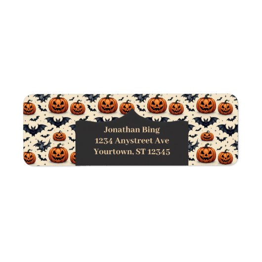 Halloween Vleermuizen Etiket (Voorkant)