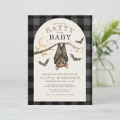 Halloween Vleermuizen Gingham Baby Shower Kaart (Staand voorkant)