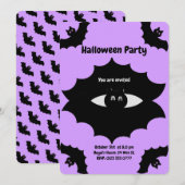 Halloween Vleermuizen op Paars Kaart (Voorkant / Achterkant)