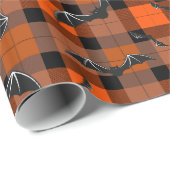Halloween vleermuizen op plaid cadeaupapier (Rol Hoek)