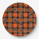 Halloween vleermuizen op plaid papieren bordje (Voorkant)