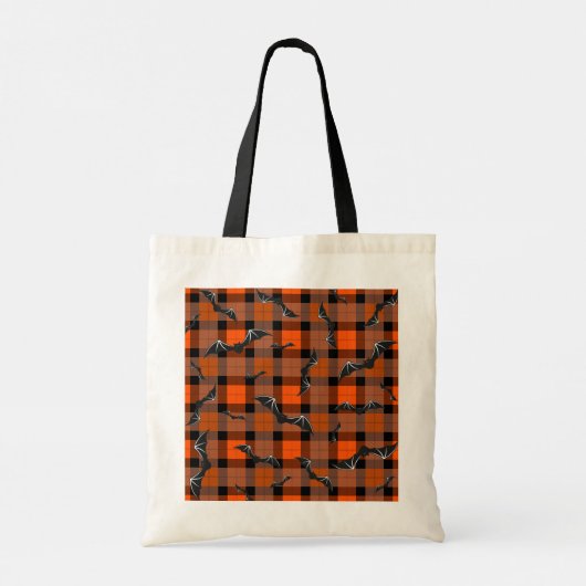 Halloween vleermuizen op plaid tote bag (Achterkant)