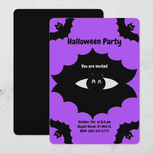 Halloween Vleermuizen op Ultra Violet Kaart (Voorkant / Achterkant)