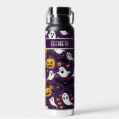 Halloween Vleermuizen Pompoen Boo Patroon Paarse n Waterfles (Voorkant)