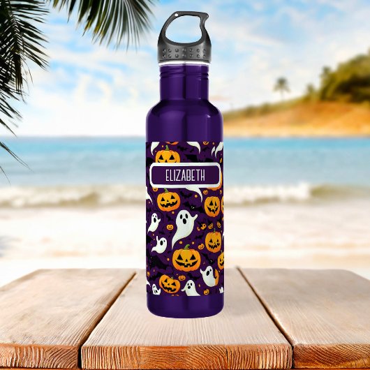 Halloween Vleermuizen Pompoen Boo Patroon Paarse s Waterfles