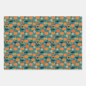 Halloween vleermuizen pompoenen en bloemen inpakpapier vel (Voorkant 3)