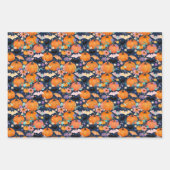 Halloween vleermuizen pompoenen en bloemen inpakpapier vel (Voorkant)