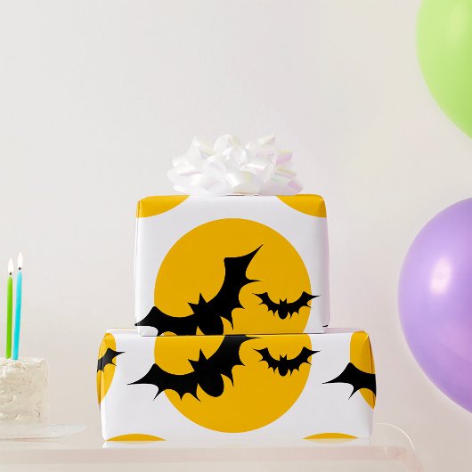 Halloween Vleermuizen Silhouet Volle Maan Cadeaupapier