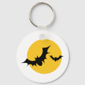 Halloween Vleermuizen Silhouet Volle Maan Sleutelhanger (Achterkant)