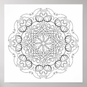 Halloween vleermuizen, spoken, schedels, & meer kl poster