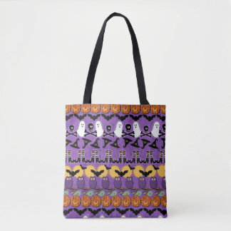 Halloween Vleermuizen Uilen Pompoenen schedels Tote Bag