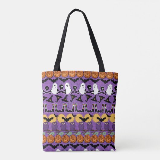 Halloween Vleermuizen Uilen Pompoenen schedels Tote Bag (Achterkant)