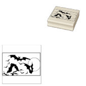 Halloween Vleermuizen Vliegen Met Volle Maan Rubberstempel (Gestempeld)