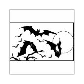 Halloween Vleermuizen Vliegen Met Volle Maan Rubberstempel (Afrduk)