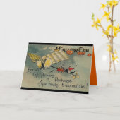  Halloween Vliegend Hoog Wenskaart Kaart (Gele Bloem)