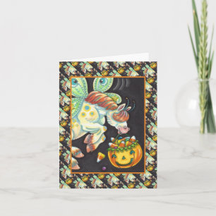 HALLOWEEN VLIEGEND PAARD, CANDY CORN Blanco Notiti Kaart