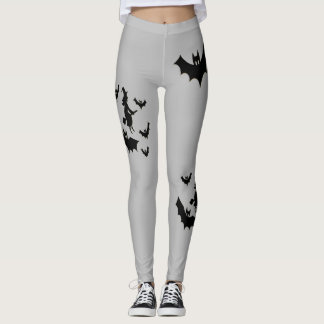 Halloween Vliegende Heks en Vleermuizen Leggings