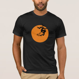 Halloween vliegende heks grappig spookkig kostuum t-shirt