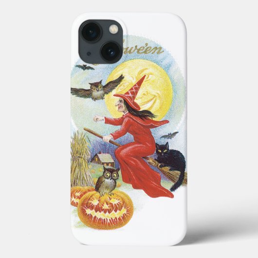  Halloween, vliegende heks met een zwarte kat Case-Mate iPhone Case (Achterkant)