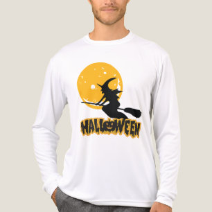 Halloween Vliegende Heks Volle Maan Tri-Blend Shirt