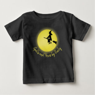 Halloween Vliegende Heks Whimsical Volle Maan Scha