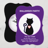 Halloween vliegende heks & zwarte kat kaart (Voorkant / Achterkant)