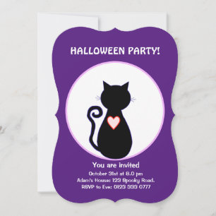 Halloween vliegende heks & zwarte kat kaart