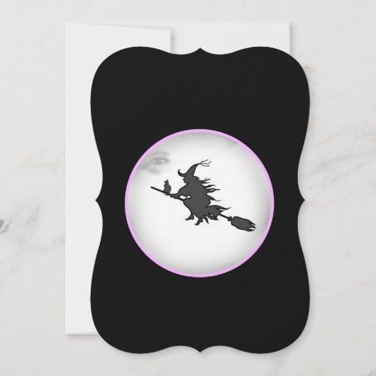 Halloween vliegende heks & zwarte kat kaart (Achterkant)