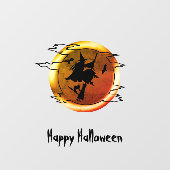 Halloween vliegende heksenbroomstick vol maangebru raamsticker (Vel)