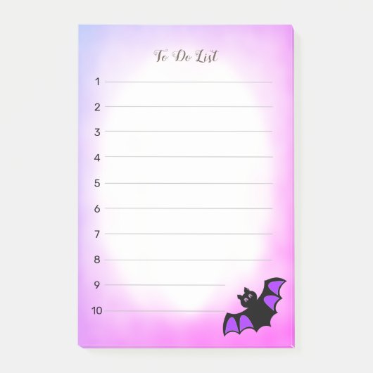 Halloween vliegende knuppel op paarse en witte lij post-it® notes (Voorkant)