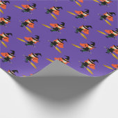 Halloween Vliegende Schattigee Heks met bezem Paar Cadeaupapier (Hoek)