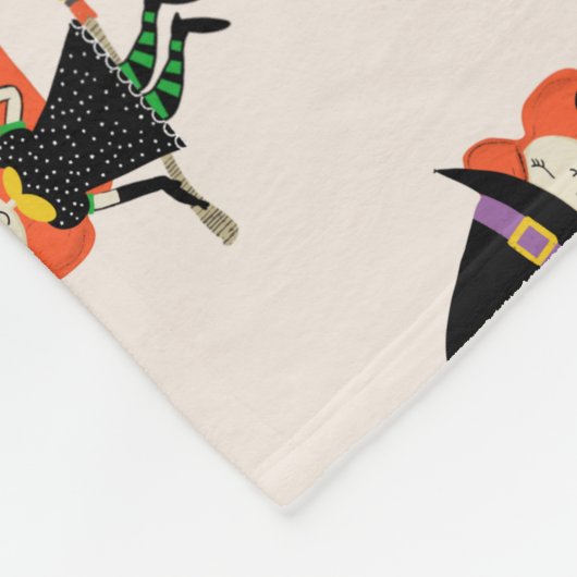 Halloween Vliegende Schattigee Heks met Broom Beig Fleece Deken (Hoek)
