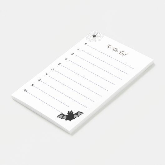 Halloween vliegende vleermuis op witte lijst post-it® notes (Schuin)