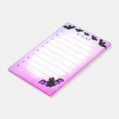 Halloween vliegende vleermuizen op paarse & witte post-it® notes (Schuin)