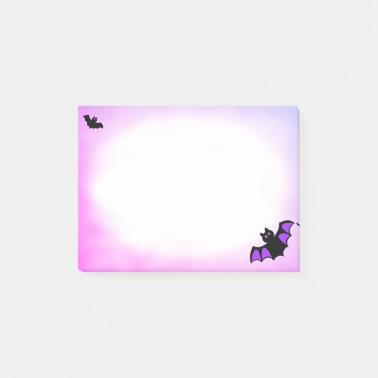 Halloween vliegende vleermuizen op paarse & witte post-it® notes (Voorkant)