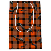 Halloween vliegende vleermuizen op plaid medium cadeauzakje (Voorkant)